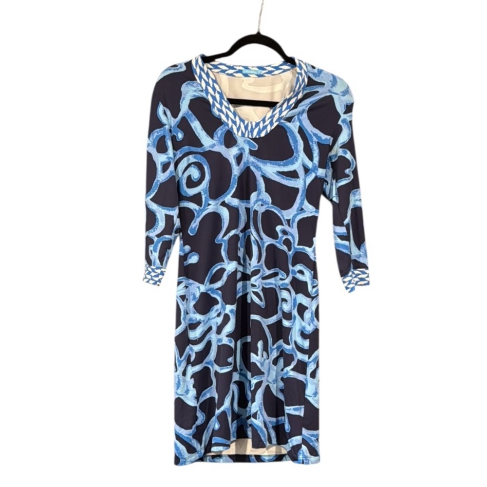 J. McLaughlin Women’s Blue Printed Dress‎ Size Small